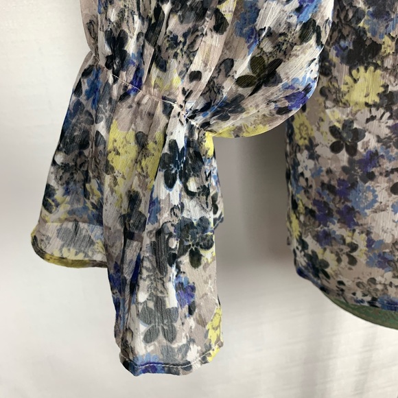 NWT Lucky Brand one shoulder floral blouse - Picture 4 of 7